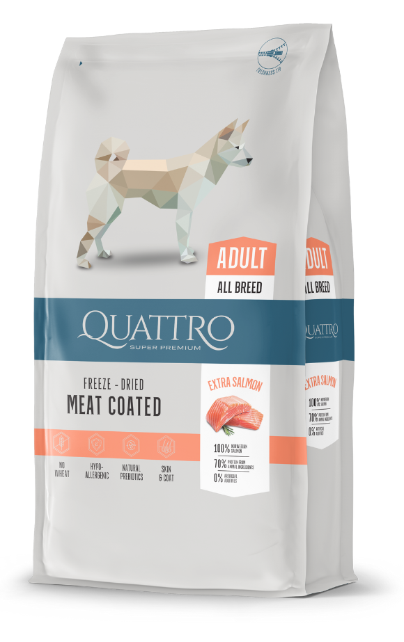 QUATTRO Extra Salmon su lašiša sausas šunų pašaras