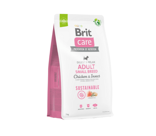 Brit Care Sustainable Adult Small Breed Chicken&Insect sausas maistas šunims su vištiena ir vabzdžiais 7 kg