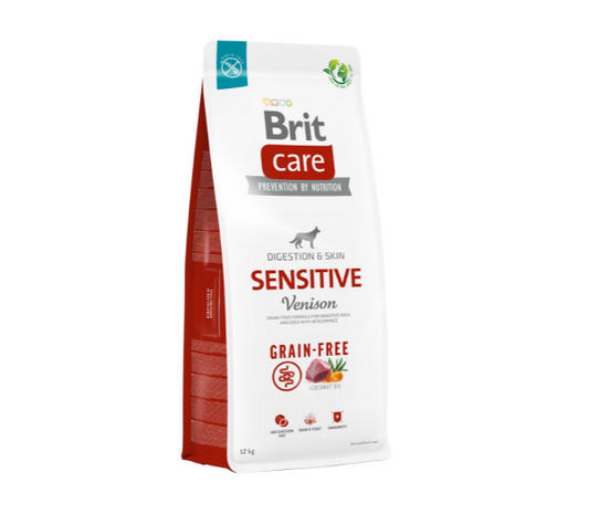Brit Care Grain-free Sensitive Venison sausas maistas šunims su elniena 3kg