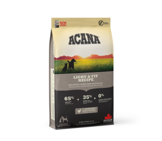 ACANA Light&Fit sausas maistas šunims 11,4 kg su mažai riebalų
