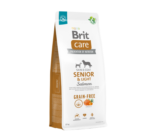 Brit Care Grain-free Senior&Light Salmon sausas maistas vyresnio amžiaus šunims su lašiša 3kg