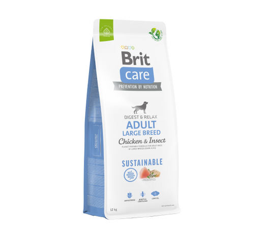Brit Care Sustainable Adult Large Breed Chicken&Insect sausas maistas šunims su vištiena ir vabzdžiais 3 kg