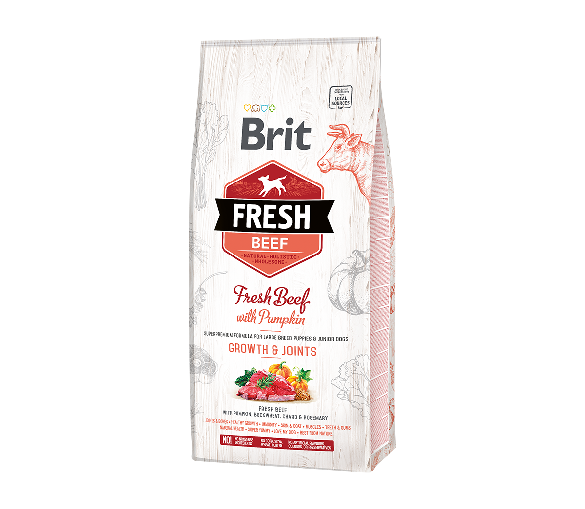 Brit Fresh Beef with Pumpkin Puppy Large s.m. šunims 12 kg