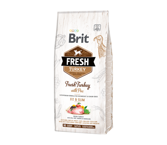 Brit Fresh Turkey with Pea Light Fit&Slim sausas maistas šunims su kalakutiena ir žirniais 2,5 kg